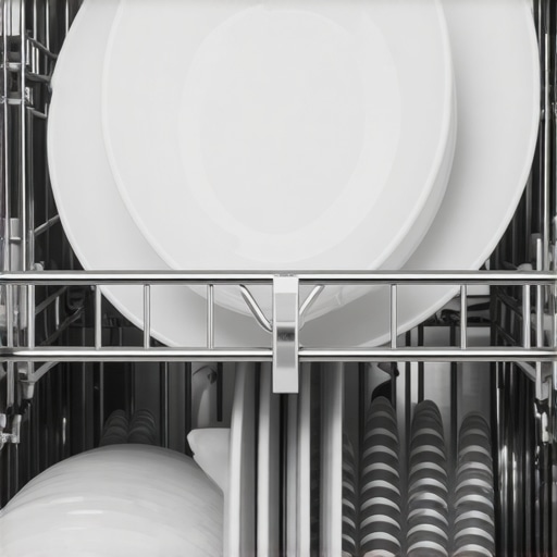 Modern stainless steel dishwasher rack with shiny dishes