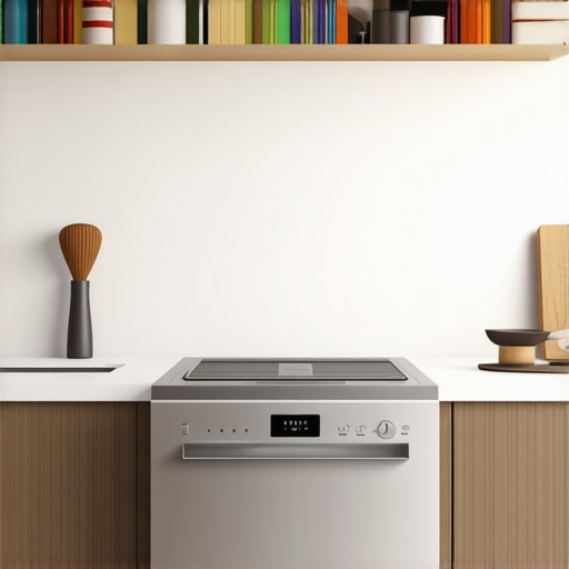 Modern kitchen with a silent stainless steel dishwasher operating quietly.