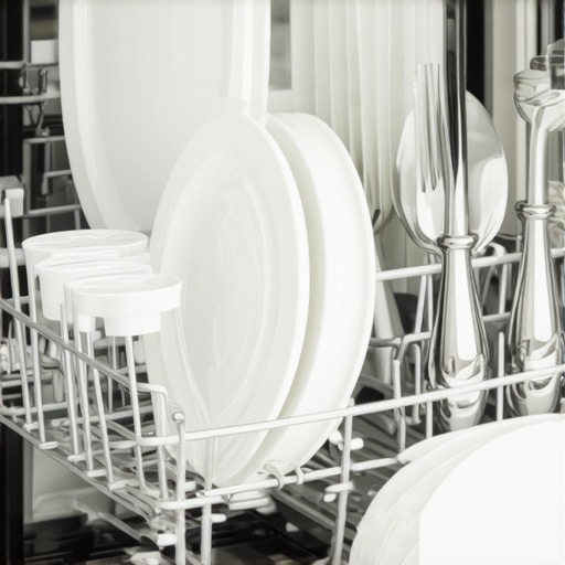 Detailed image showing proper placement of dishes in a dishwasher rack for best cleaning results.
