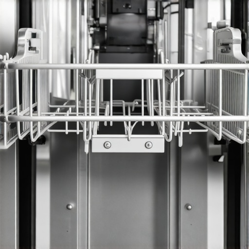 Modern Stainless Steel Dishwasher with Durable Racks Close-up of a stainless steel dishwasher emphasizing rack quality and durable build.