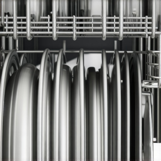 Dishwasher rack filled with heavy pots positioned for effective cleaning with secure placement.
