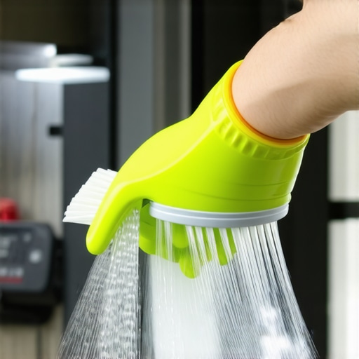 Person cleaning dishwasher spray arms with a specialized brush for optimal performance