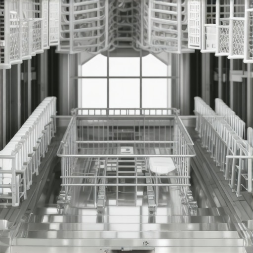 Inside a High-Quality Stainless Steel Dishwasher Close-up view of dishwasher racks and stainless steel interior emphasizing durability and advanced features.