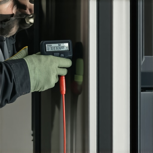 Technician inspecting dishwasher with screwdriver and sound level meter