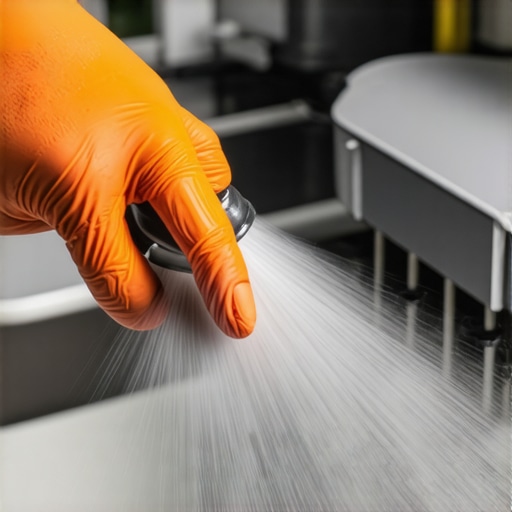Technician cleaning dishwasher spray nozzle with ultrasonic device in a modern kitchen